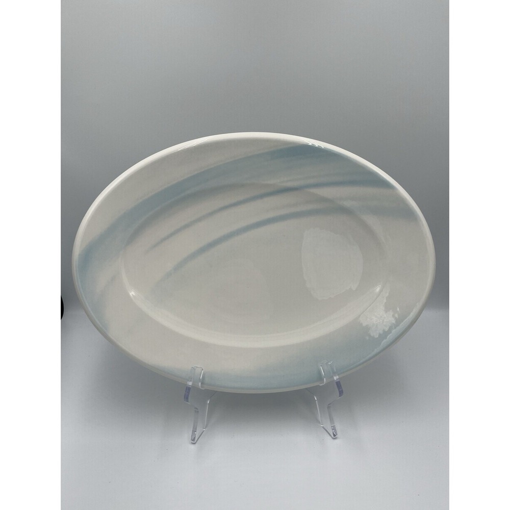 Villeroy & Boch City Life Sky Blue Oval Serving Platter 14" Tray Swirl Y2K Plate